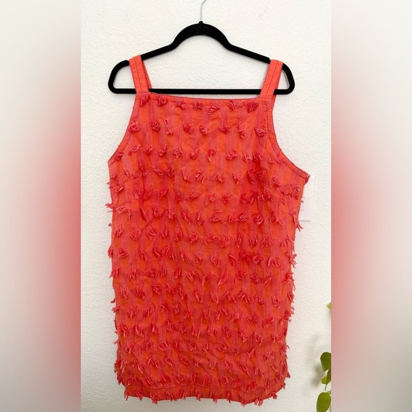 Anthropologie Textured Shift Dress Boho Open Back Cover Up Beach Embroidered - Picture 4 of 9